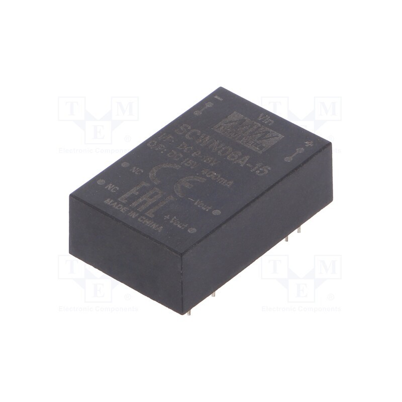 1 pcs x MEAN WELL - SCWN06A-15 - Converter: DC/DC, 6W, Uin: 9÷18V, Uout: 15VDC, Iout: 400mA, DIP24
