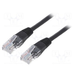1 pcs x GEMBIRD - PP12-0.5M/BK - Patch cord, U/UTP, 5e, stranded, CCA, PVC, black, 0.5m, 26AWG
