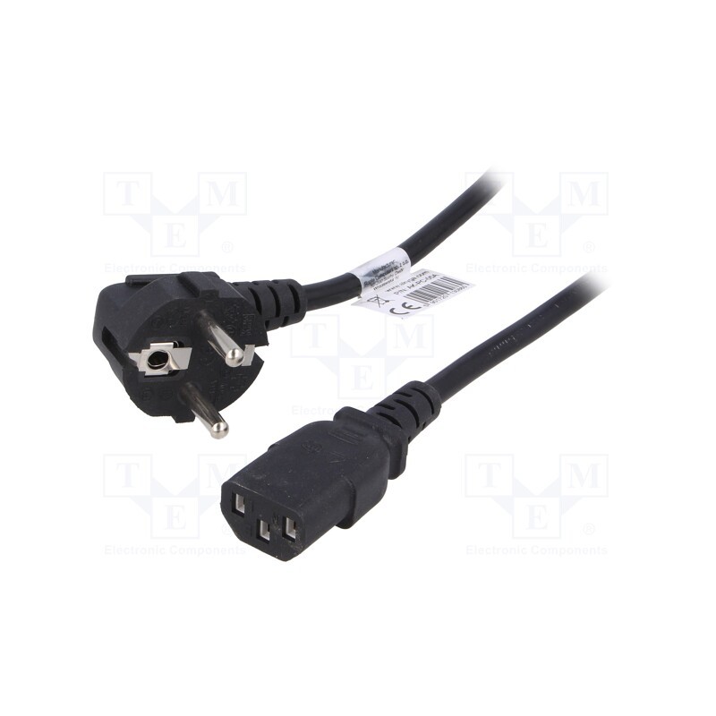 1 pcs x AKYGA - AK-PC-05A - Cable, 3G0.75mm2, CEE 7/7 (E/F) plug angled,IEC C13 female, PVC