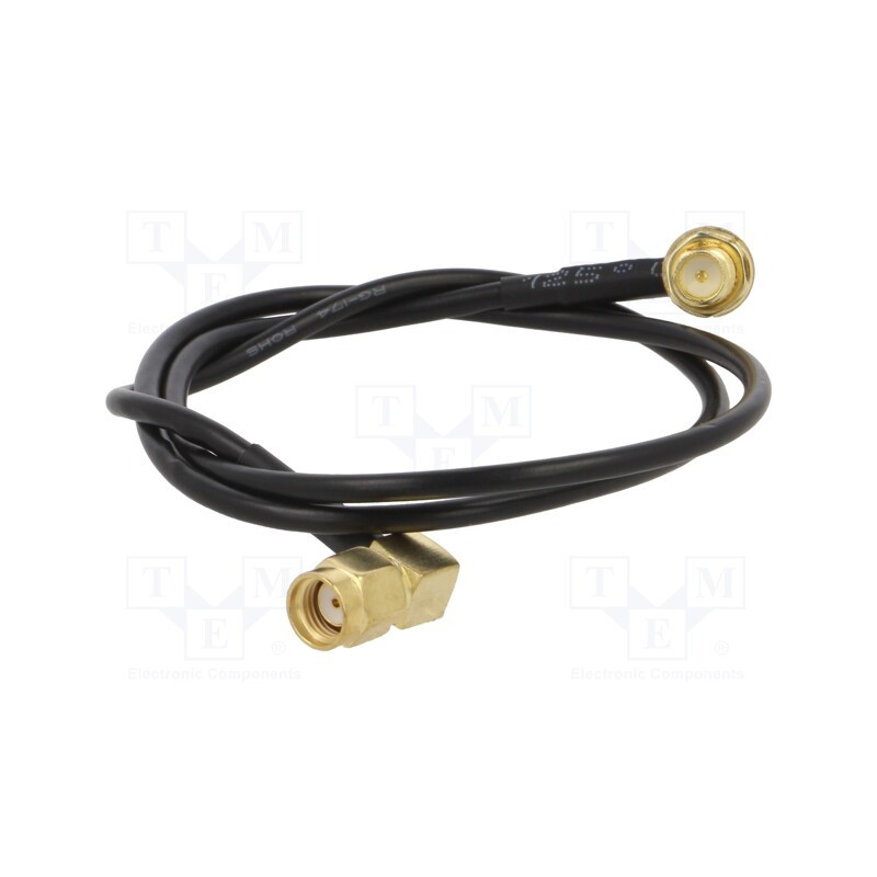 1 pcs x ONTECK - SMA-10-0.5 - Cable, 50Ω, 0.5m, RP-SMA male,RP-SMA female, black, angled