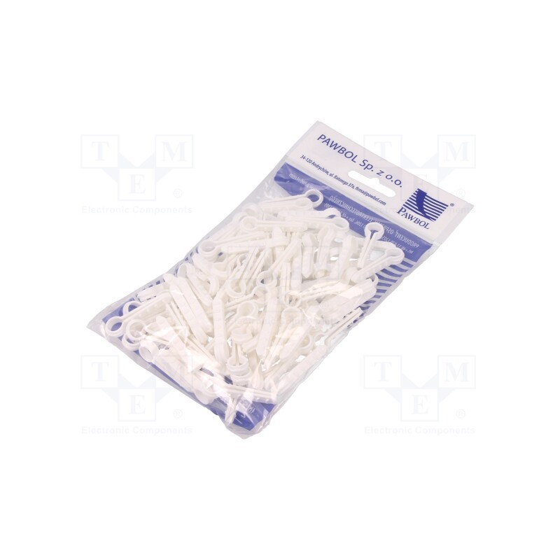 1 pcg x PAWBOL - H.7303 - Holder, white, on round cable, 100pcs, USMO 10, 10mm