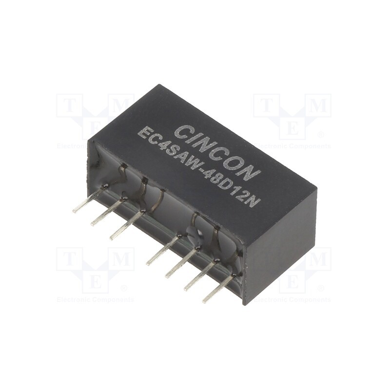 1 pcs x CINCON - EC4SAW-48D12N - Converter: DC/DC, 5/6W, Uin: 18÷75V, Uout: 12VDC, Uout2: -12VDC, SIP8