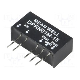 1 pcs x MEAN WELL - DPRN01M-15 - Converter: DC/DC, 1W, Uin: 11.4÷13.2V, Uout: 15VDC, Uout2: -15VDC