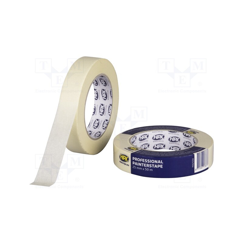 1 rol x HPX - MA2550 - Tape: masking, W: 25mm, L: 50m, Thk: 0.13mm, cream, 35N/cm, max.60°C