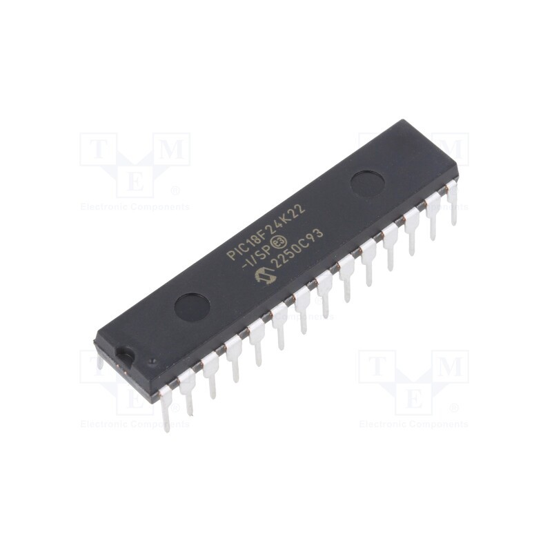 1 pcs x MICROCHIP TECHNOLOGY - PIC18F24K22-I/SP - IC: PIC microcontroller, 64MHz, 2.3÷5.5VDC, THT, DIP28, PIC18,