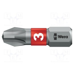 1 pcs x WERA - 5056424001 - Screwdriver bit, Phillips, PH3, Overall len: 25mm, BiTorsion