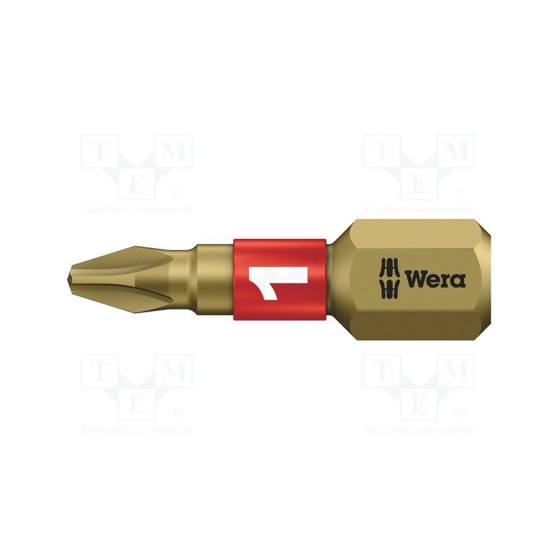 1 pcs x WERA - 5056410001 - Screwdriver bit, Phillips, PH1, Overall len: 25mm, BiTorsion
