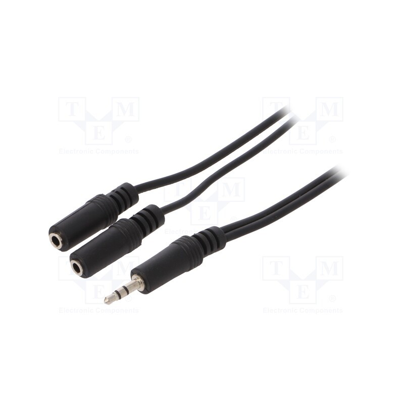 1 pcs x GEMBIRD - CCA-415 - Cable, Jack 3.5mm 3pin plug,Jack 3.5mm socket x2, 5m, black, PVC
