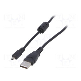 1 pcs x AKYGA - AK-USB-20 - Cable, USB 2.0, UC-E6,USB A plug, nickel plated, 1.5m, black