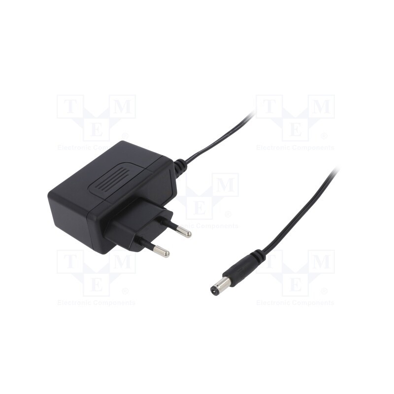 1 pcs x MEAN WELL - GSM12E18-P1J - Power supply: switched-mode, plug, 18VDC, 0.66A, 12W, Plug: EU, 85%