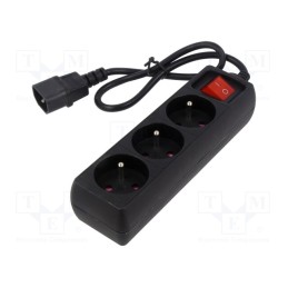 1 pcs x GEMBIRD - EG-PSU3F-01 - Extension lead, 3x0.75mm2, Sockets: 3, black, 0.6m, 10A, EnerGenie