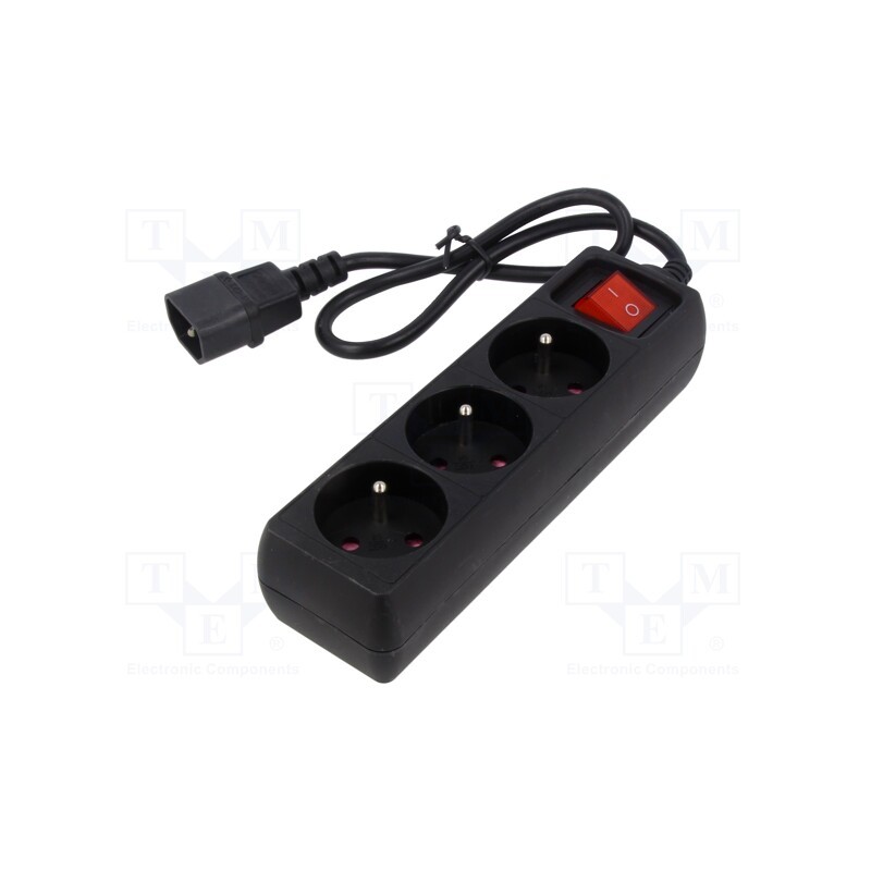 1 pcs x GEMBIRD - EG-PSU3F-01 - Extension lead, 3x0.75mm2, Sockets: 3, black, 0.6m, 10A, EnerGenie