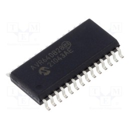 1 pcs x MICROCHIP TECHNOLOGY - AVR64DB28-I/SO - IC: AVR microcontroller, SOIC28, Ext.inter: 22, Cmp: 3, AVR64