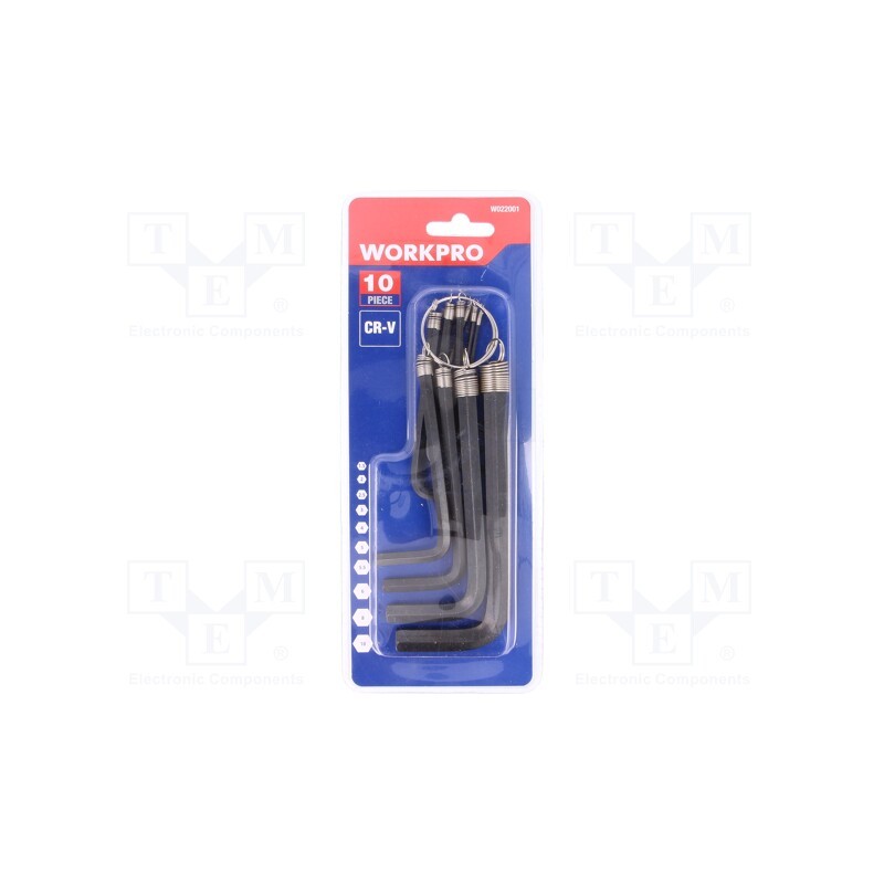 1 set x Workpro - W022001 - Wrenches set, hex key, Chrom-vanadium steel, 10pcs.