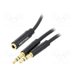 1 pcs x VENTION - BBUBAB - Cable, Jack 3.5mm 3pin socket,Jack 3.5mm 3pin plug x2, 0.6m