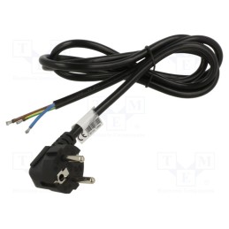 1 pcs x AKYGA - AK-OT-01P - Cable, 3G1mm2, CEE 7/7 (E/F) plug angled,wires, PVC, 1.5m, Schuko
