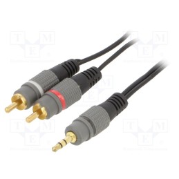 1 pcs x GEMBIRD - CCA-352-5M - Cable, Jack 3.5mm 3pin plug,RCA plug x2, 5m, black