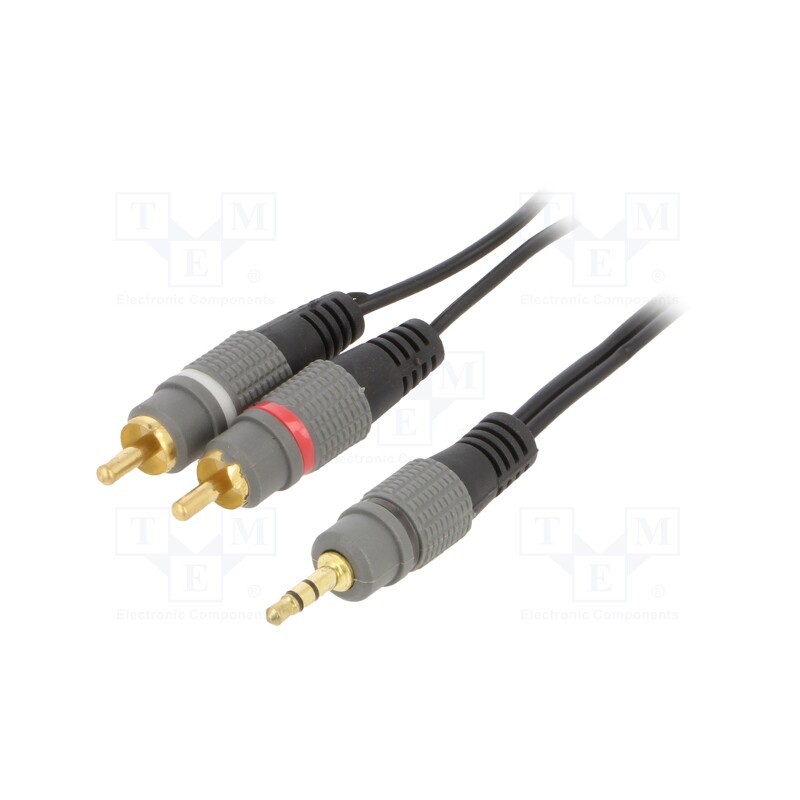 1 pcs x GEMBIRD - CCA-352-5M - Cable, Jack 3.5mm 3pin plug,RCA plug x2, 5m, black