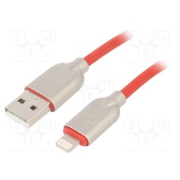 1 pcs x GEMBIRD - CC-USB2R-AMLM-2M-R - Cable, USB 2.0, Apple Lightning plug,USB A plug, 2m, red, 480Mbps