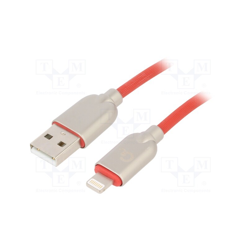 1 pcs x GEMBIRD - CC-USB2R-AMLM-2M-R - Cable, USB 2.0, Apple Lightning plug,USB A plug, 2m, red, 480Mbps