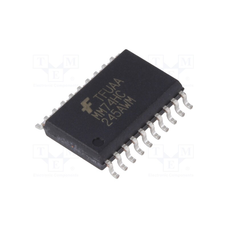 1 pcs x ONSEMI - MM74HC245AWM - IC: digital, bidirectional,transceiver, Ch: 8, SMD, SO20-W, HC, 80uA