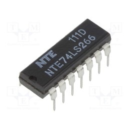 1 pcs x NTE Electronics - NTE74LS266 - IC: digital, XNOR, Ch: 4, IN: 2, TTL, THT, DIP14, OUT: open collector