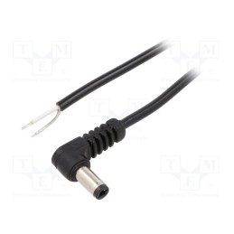 1 pcs x WEST POL - A25-TT-C050-050BK - Cable, 1x0.5mm2, wires,DC 5,5/2,5 plug, angled, black, 0.5m
