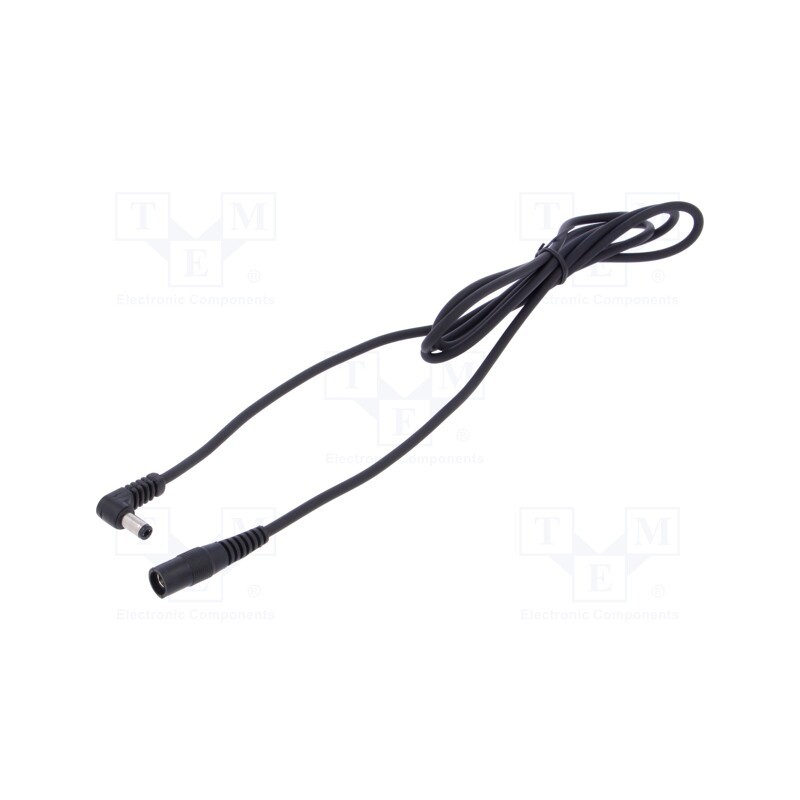 1 pcs x WEST POL - A25-C21-C100-150BK - Cable, 1x1mm2, DC 5,5/2,1 socket,DC 5,5/2,5 plug, angled, black