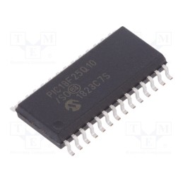 1 pcs x MICROCHIP TECHNOLOGY - PIC18F25Q10-I/SO - IC: PIC microcontroller, 32kB, 64MHz, I2C,LIN,SPI,UART, SMD, SO28