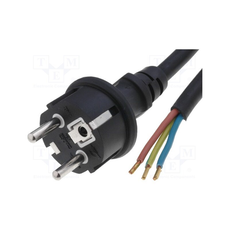 1 pcs x JONEX - S3RN-3/10/3BK - Cable, 3x1mm2, CEE 7/7 (E/F) plug,wires, neoprene, 3m, black, 10A