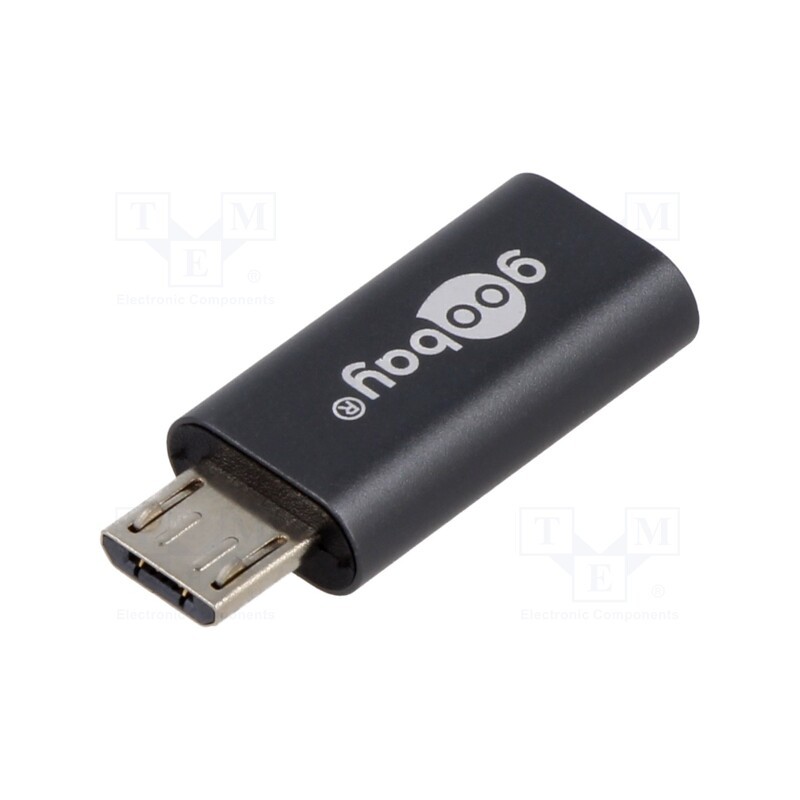 1 pcs x Goobay - 55553 - Adapter, USB 2.0, USB B micro plug,USB C socket, grey