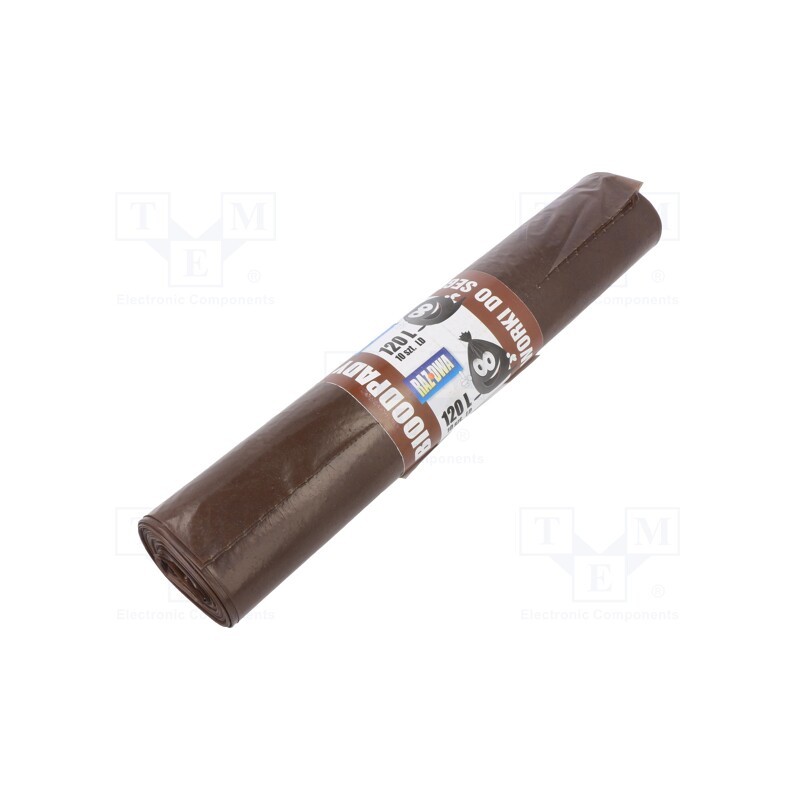 1 rol x PLAST - 03-02-12611A - Trash bags, polyetylene LD, brown, 120l, 10pcs.