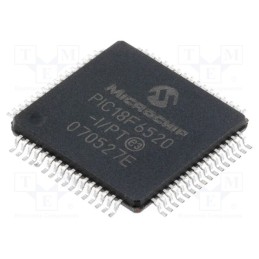 1 pcs x MICROCHIP TECHNOLOGY - PIC18F6520-I/PT - IC: PIC microcontroller, 32kB, 40MHz, A/E/USART,MSSP (SPI / I2C)