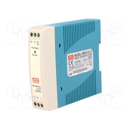 1 pcs x MEAN WELL - MDR-10-12 - Power supply: switched-mode, for DIN rail, 10W, 12VDC, 0.84A, 81%