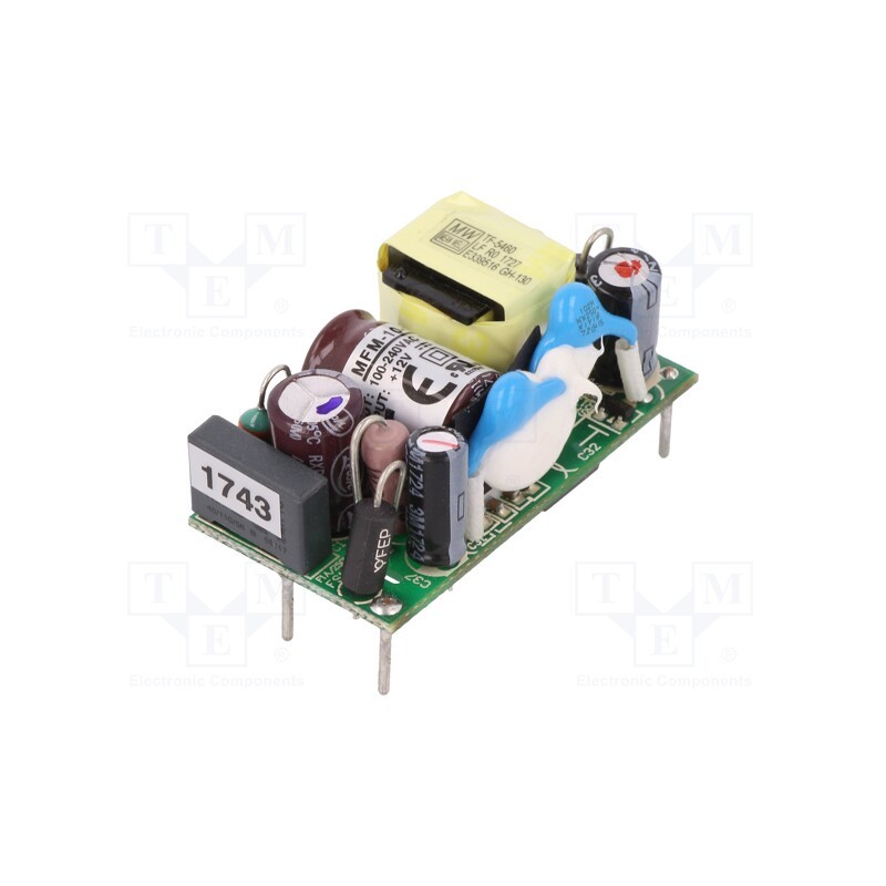 1 pcs x MEAN WELL - MFM-10-12 - Converter: AC/DC, 10W, 80÷264VAC, 12VDC, Iout: 850mA, OUT: 1, 83%, PCB