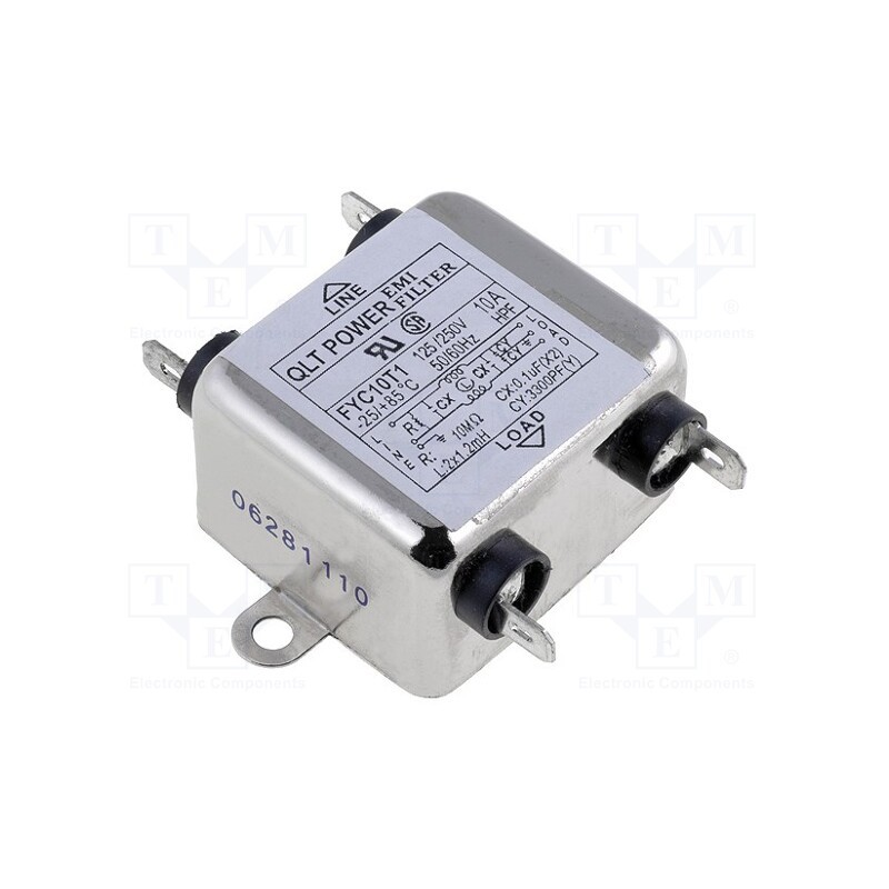1 pcs x QLT POWER - FYC10T1 - Filter: anti-interference, 250VAC, Cx: 100nF, Cy: 3.3nF, 1.2mH, 10MΩ