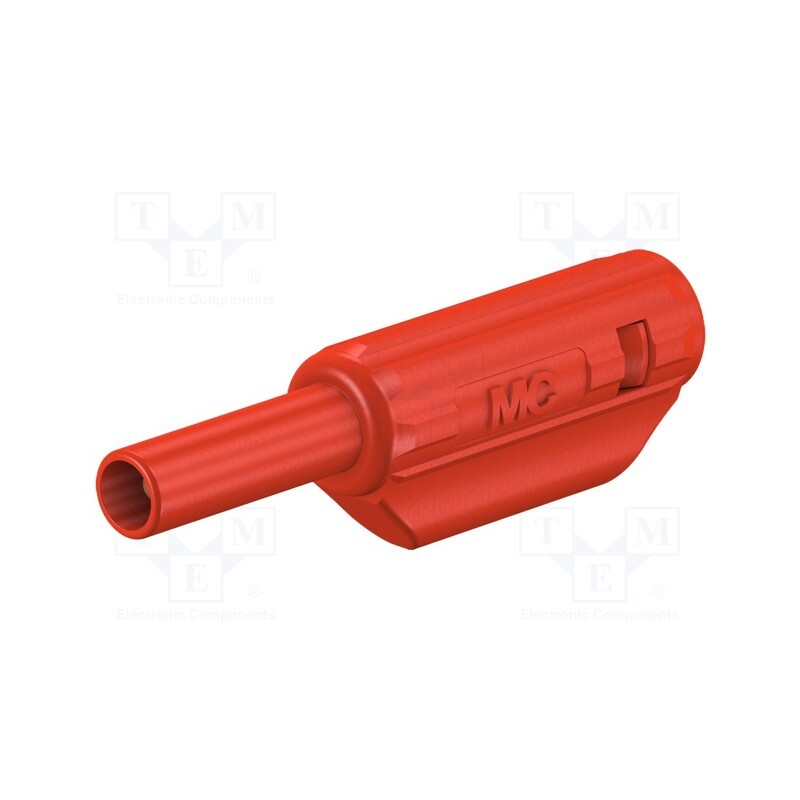1 pcs x STu00c4UBLI - 65.9182-22 - Plug, 2mm banana, 10A, 600V, red, gold-plated, Connection: soldered