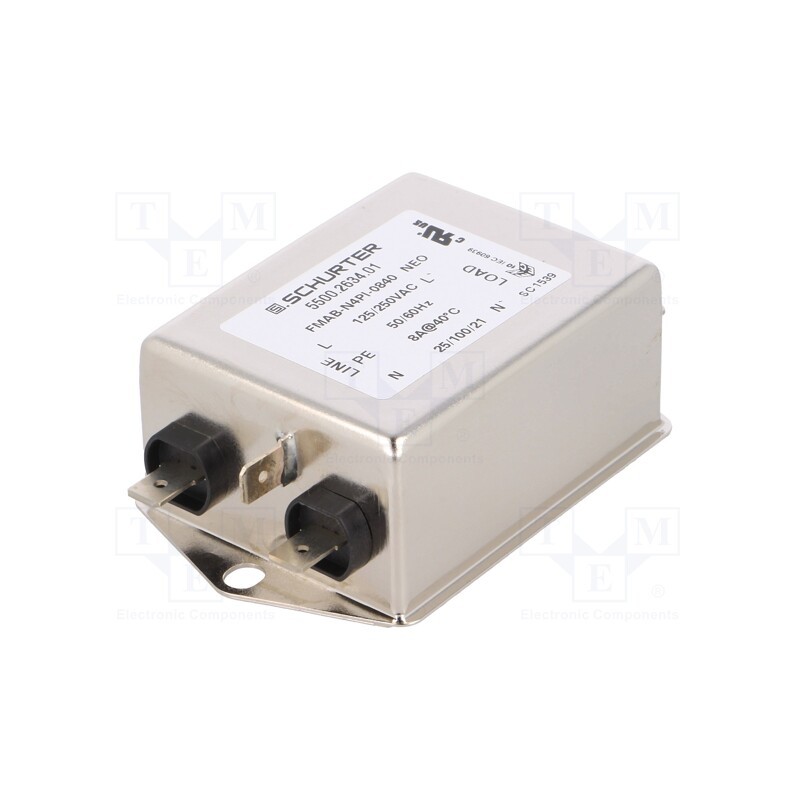 1 pcs x SCHURTER - 5500.2634.01 - Filter: anti-interference, 250VAC, Ioper.max: 8A, Ir: 0.5mA