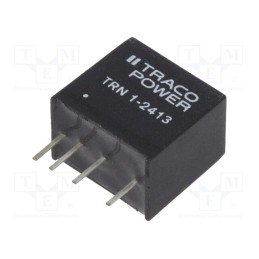 1 pcs x TRACO POWER - TRN 1-2413 - Converter: DC/DC, 1W, Uin: 18÷36V, Uout: 15VDC, Iout: 70mA, SIP, TRN 1