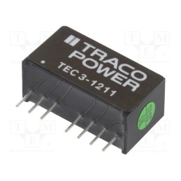 1 pcs x TRACO POWER - TEC 3-1211 - Converter: DC/DC, 3W, Uin: 9÷18V, Uout: 5VDC, Iout: 600mA, SIP8, TEC 3
