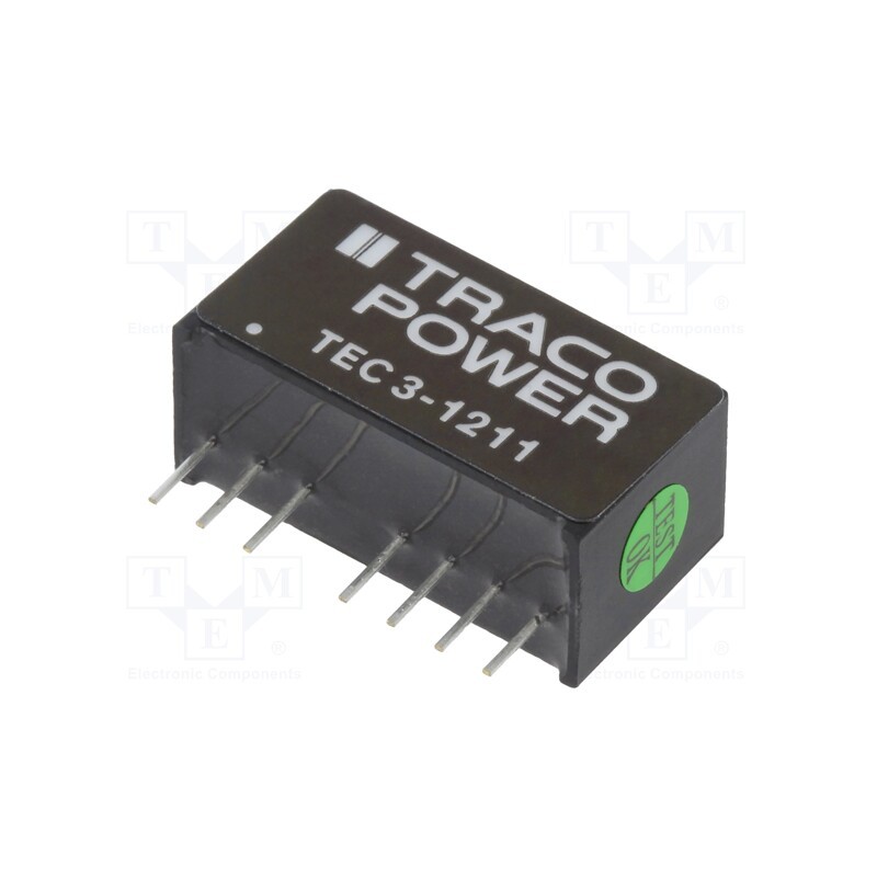 1 pcs x TRACO POWER - TEC 3-1211 - Converter: DC/DC, 3W, Uin: 9÷18V, Uout: 5VDC, Iout: 600mA, SIP8, TEC 3