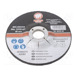 1 pcs x MEDID - DA12560 - Grinding wheels, Ø: 125mm, Øhole: 22mm, Disc thick: 6mm