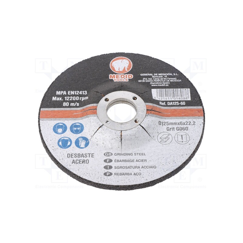 1 pcs x MEDID - DA12560 - Grinding wheels, Ø: 125mm, Øhole: 22mm, Disc thick: 6mm