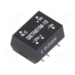 1 pcs x MEAN WELL - SBTN01M-15 - Converter: DC/DC, 1W, Uin: 10.8÷13.2V, Uout: 15VDC, Iout: 6.7÷67mA