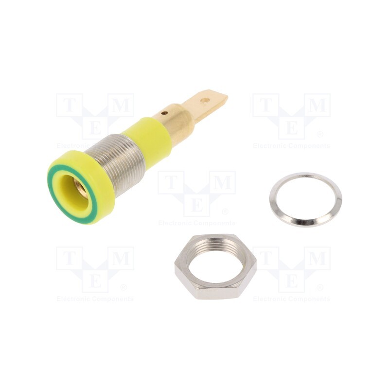 1 pcs x STu00c4UBLI - 23.0190-20 - Socket, 4mm banana, 25A, 30VAC, 60VDC, yellow-green, screw