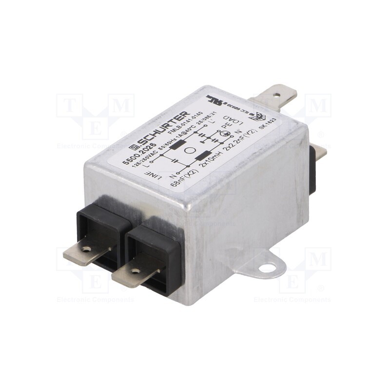 1 pcs x SCHURTER - 5500.2026 - Filter: anti-interference, 250VAC, Cx: 68nF, Cy: 2.2nF, 10mH, THT