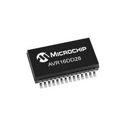 1 pcs : AVR16DD28T-E/SS - 8-bit Microcontrollers - MCU 16KB, 2KB RAM, 28p, 24MHz, MVIO, 12b ADC, ZCD, DAC, 2xUART, SPI, TWI, Ext