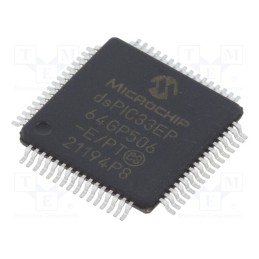1 pcs x MICROCHIP TECHNOLOGY - DSPIC33EP64GP506-E/PT - IC: dsPIC microcontroller, 64kB, 8kBSRAM, TQFP64, DSPIC, 0.5mm