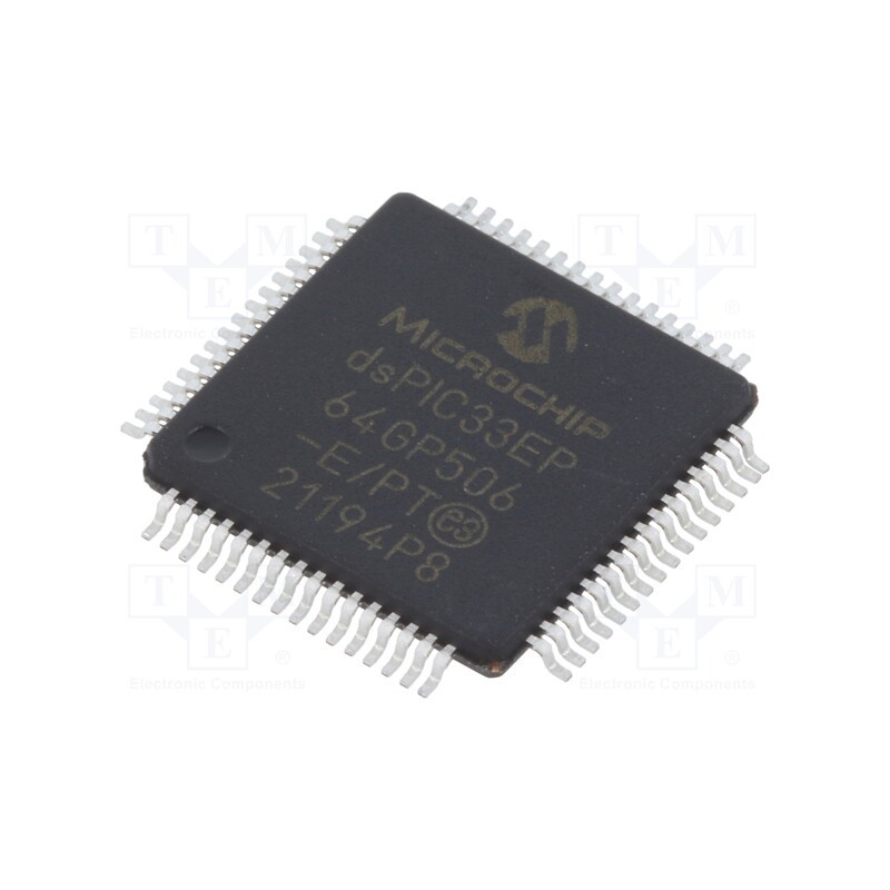 1 pcs x MICROCHIP TECHNOLOGY - DSPIC33EP64GP506-E/PT - IC: dsPIC microcontroller, 64kB, 8kBSRAM, TQFP64, DSPIC, 0.5mm