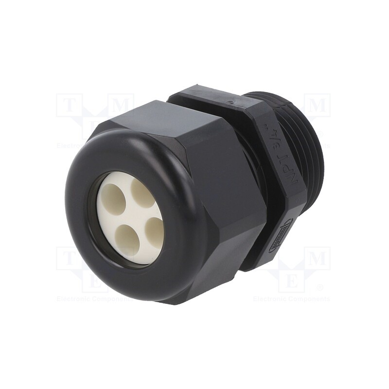 1 pcs x HUMMEL - 1.597.3400.71 - Cable gland, multi-hole, NPT3/4', IP65, polyamide, black, 6mm